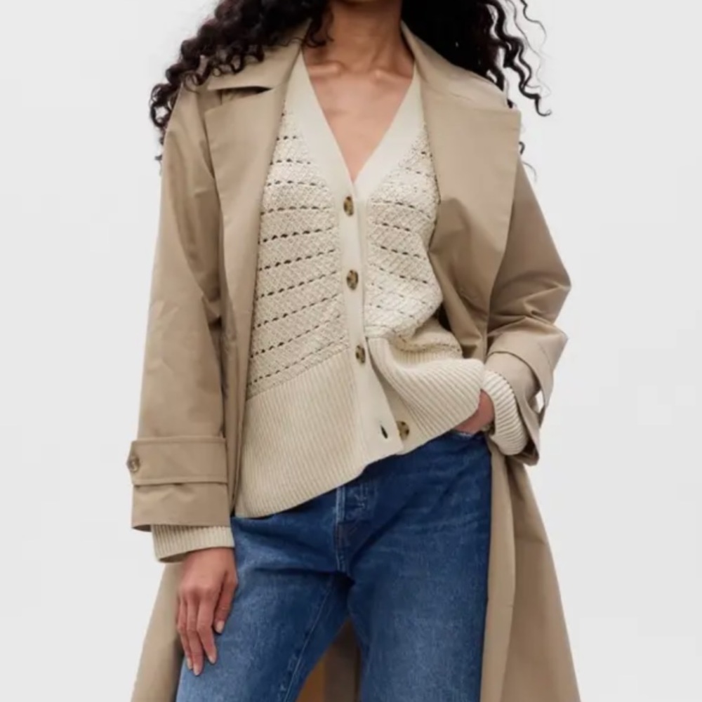 Gap - Women’s Split Hem Crochet Cardigan - Chino Beige - Small